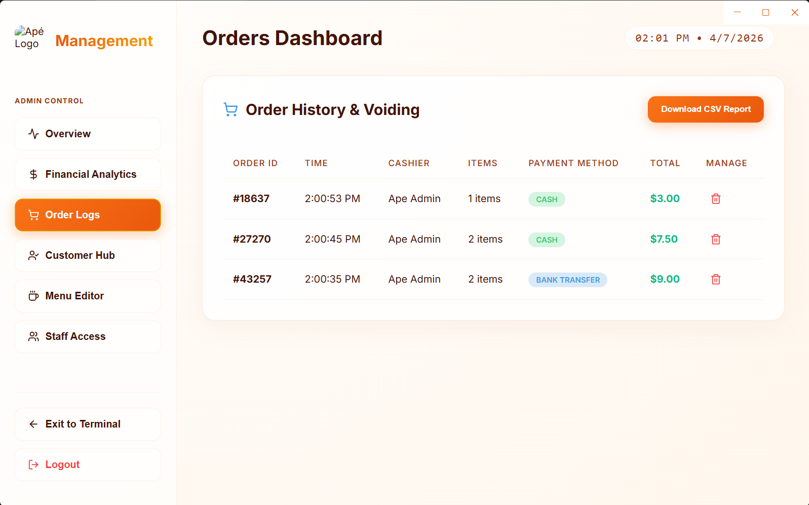 POS Orders Dashboard